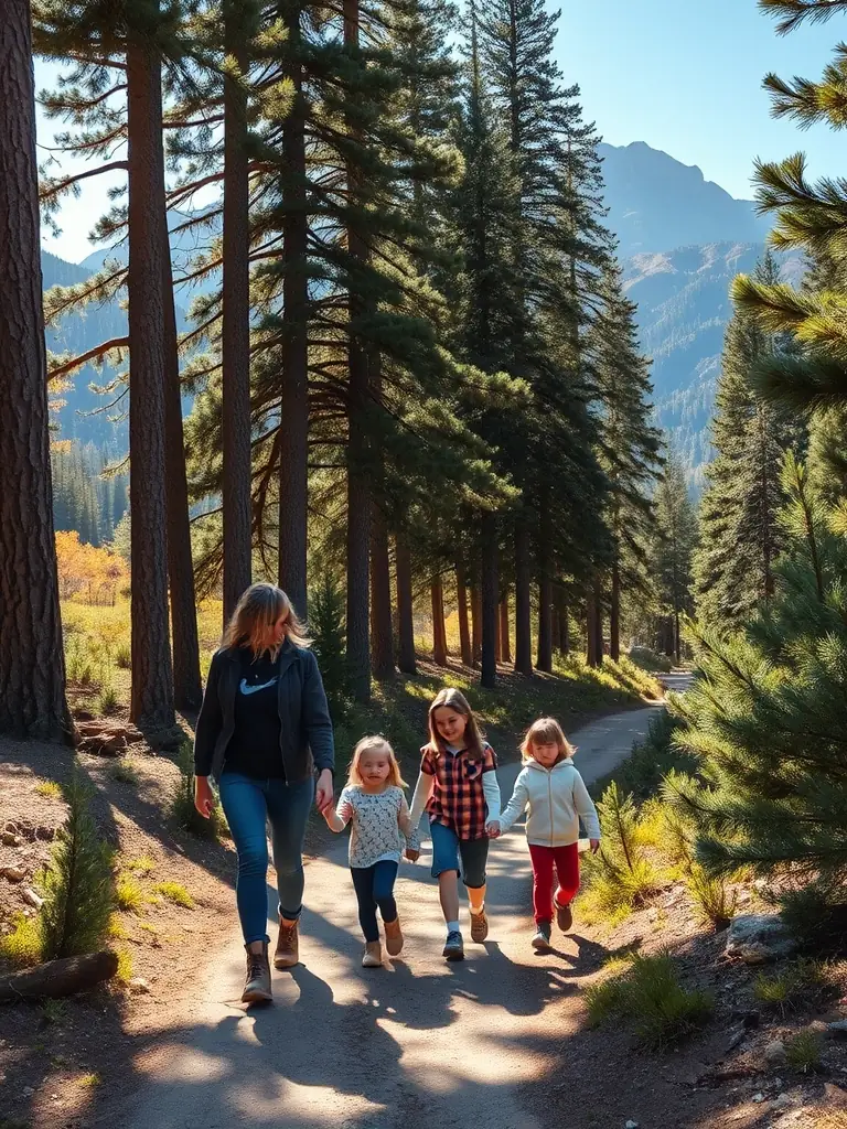 A family participating in a guided hiking tour through the scenic trails surrounding AUBERGE DU MELEZET, emphasizing the opportunity for outdoor exploration and family bonding.