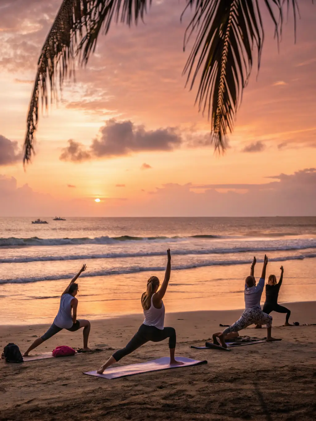 A group of adults engaged in a yoga session on a peaceful outdoor terrace at AUBERGE DU MELEZET, promoting wellness and relaxation.